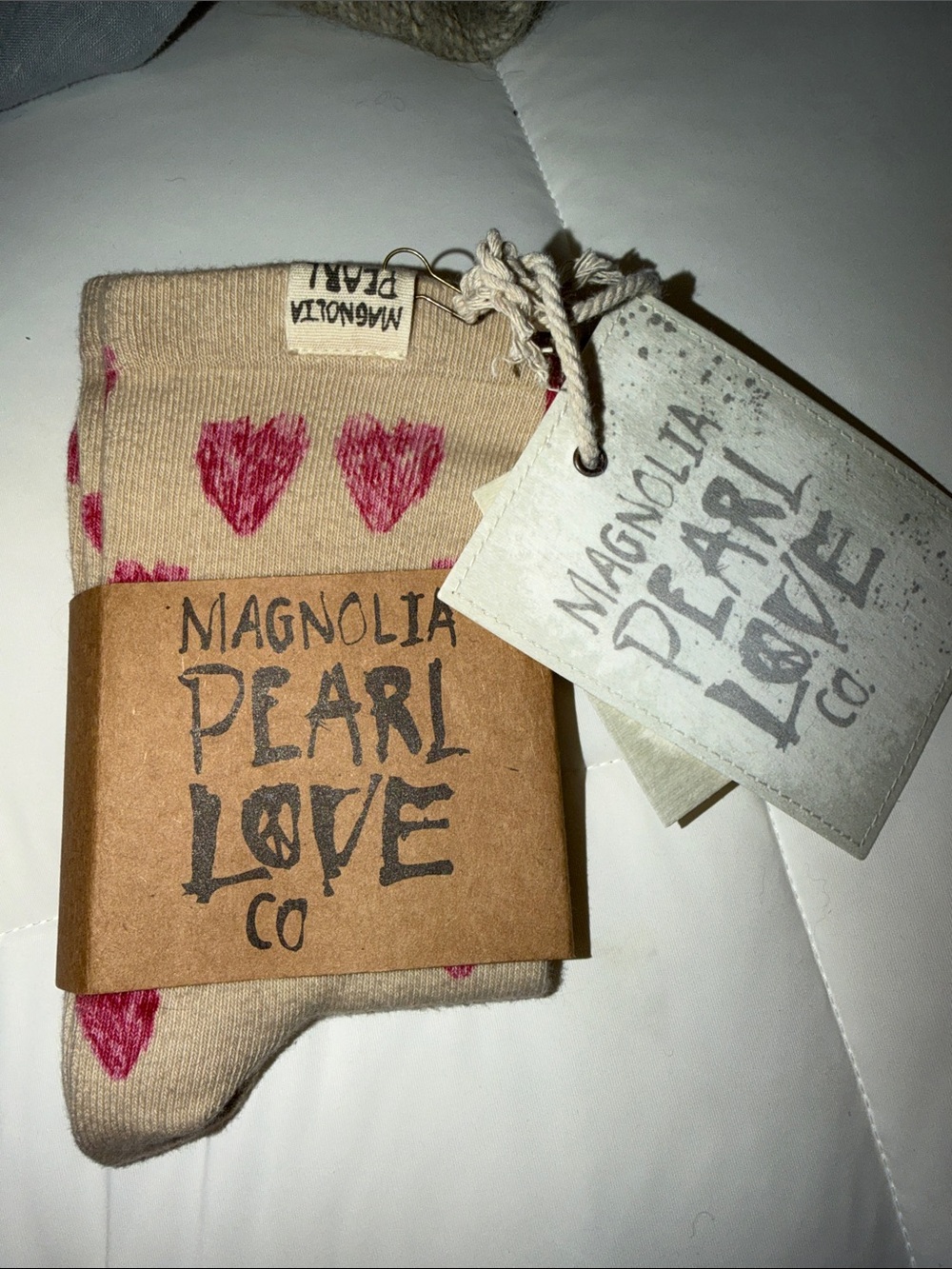 Magnolia Pearl Cotton Heart Socks, NWT